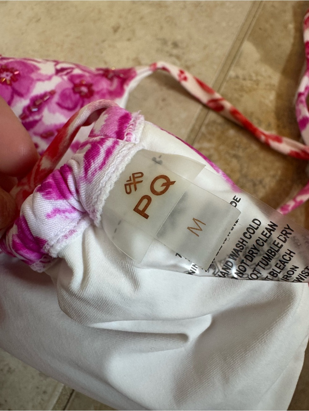 PQ Swim Beaded Triangle Top in Pink - Picture 3 of 3